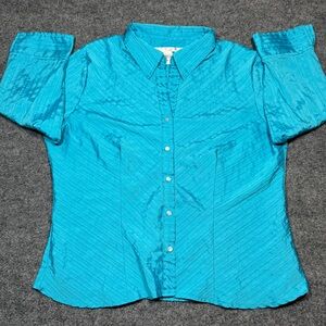 Elegant Teal Button-Down Shirt for Women
